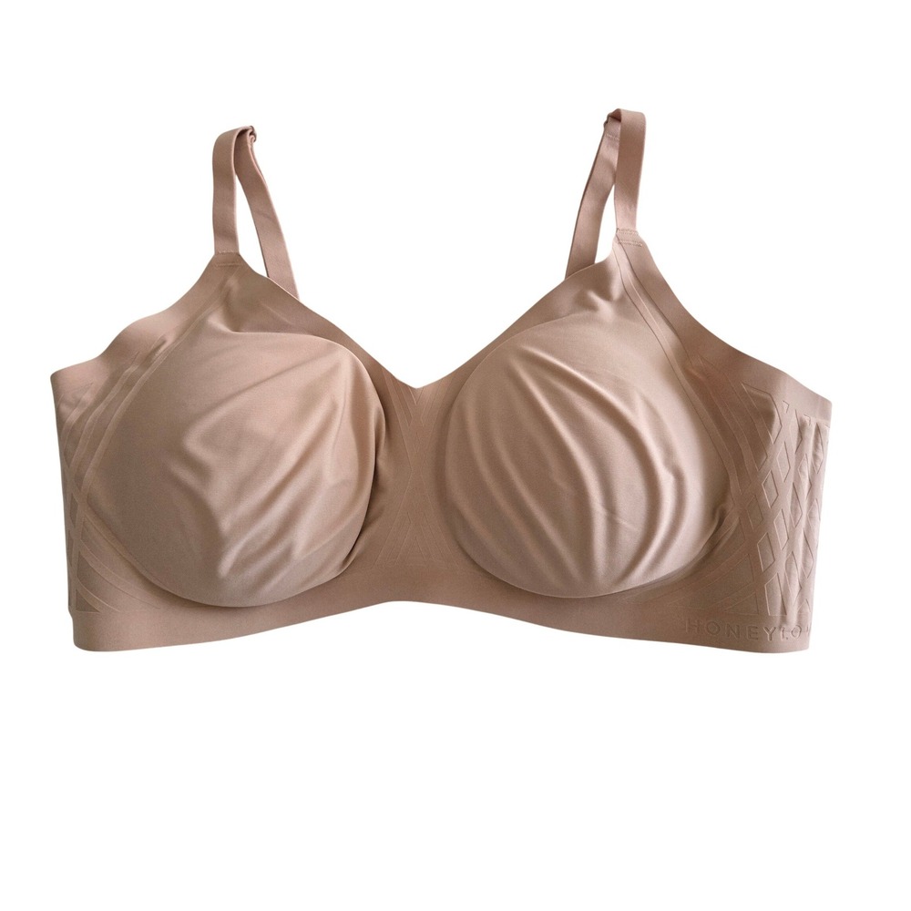 Honeylove Womens 2X Crossover Bra Sand Wireless Bonded Support LWBR0201 Nude